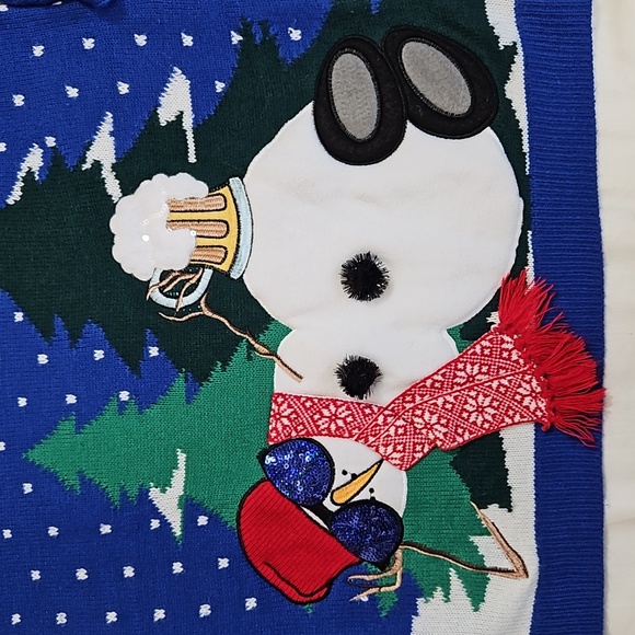 Ugly Christmas Sweater| Jolly Sweater| Snowman with Beer Mug Size M - Picture 3 of 7